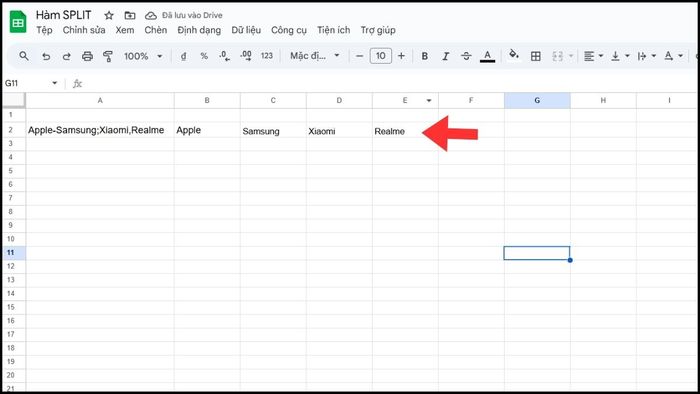 Hướng dẫn tách dữ liệu theo dấu chấm phẩy trong Google Sheets - Bước 3